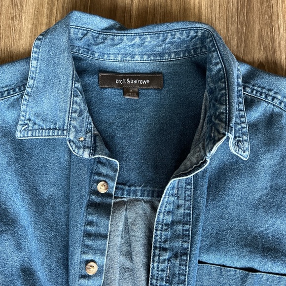 navy denim button up long sleeve shirt size medium - Picture 3 of 6